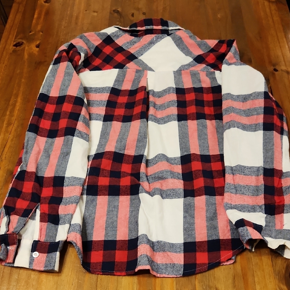 Aerie Red and Blue Plaid Button Down Shirt - Picture 3 of 3